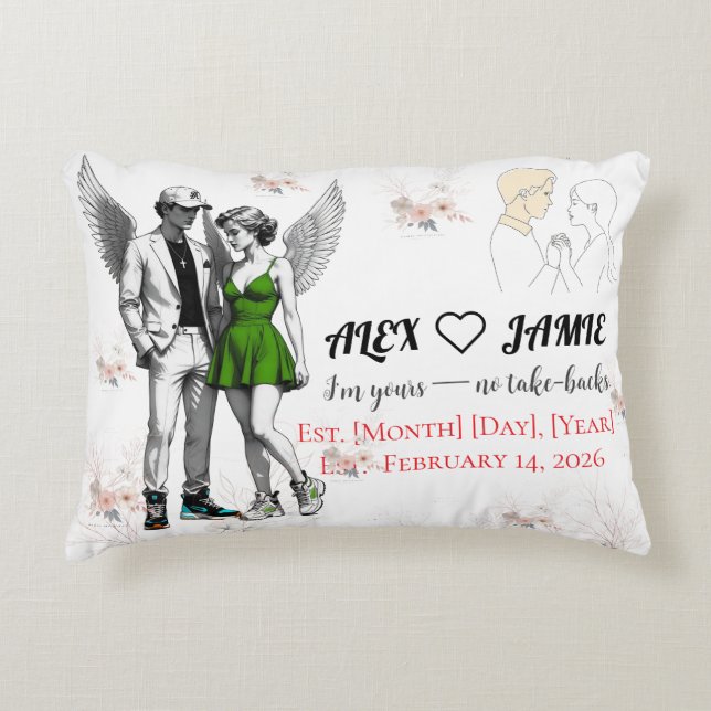 Guardian Angel Pair – Cute Wings Accent Pillow Dekokissen (Vorderseite)