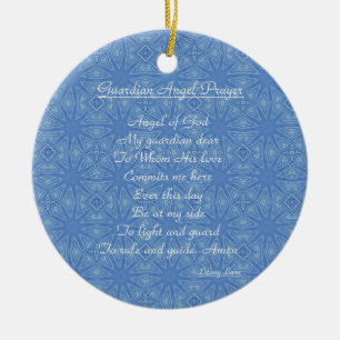 Guardian Angel Prayer Blue Keramik Ornament