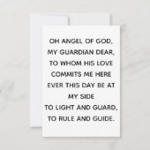 Guardian Angel Prayer Card (Rückseite)
