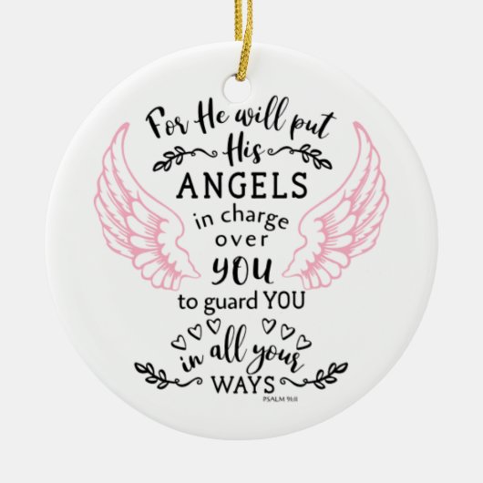 Guardian Angel Psalm 91:11 Bible Scripture Verse Keramik Ornament (Vorne)