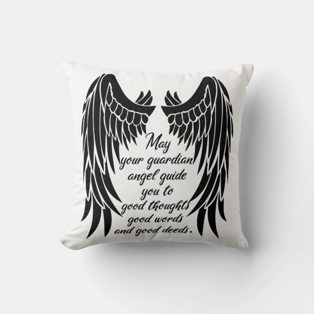 Guardian Angel Quote/Engel Wings Kissen (Vorderseite)