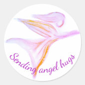 Guardian Angel – Sending Angel Hugs Fuchsia Pink Runder Aufkleber (Vorderseite)