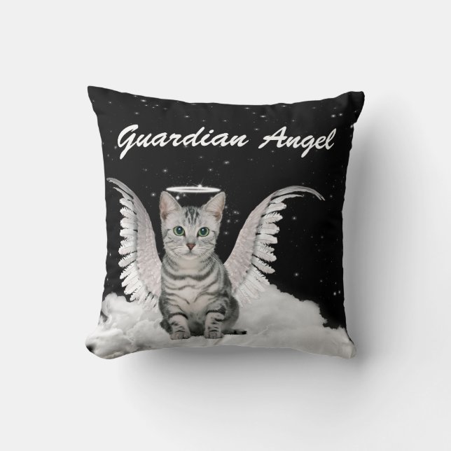 Guardian Angel Silver Tabby Cat Pet Lover Kissen (Vorderseite)
