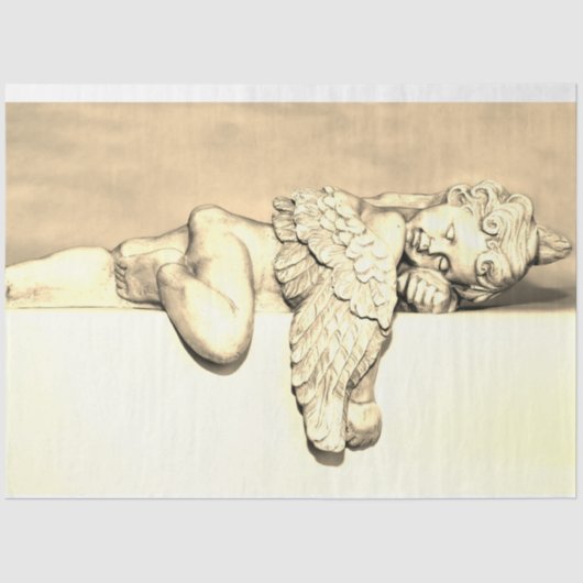 Guardian Angel Sleeping Decoupage 20x30 Sepia Seidenpapier (Vorderseite)