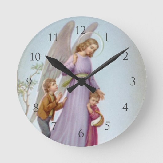 Guardian Angel Wall Clock Runde Wanduhr (Vorderseite)