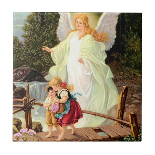 Guardian Angel Watching over Children Bridge Fliese (Vorderseite)
