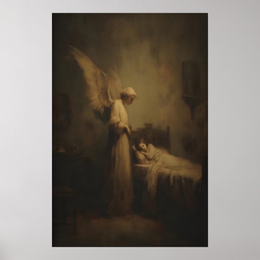 Guardian Angel Watching Over Sleeping Child Poster (Vorne)