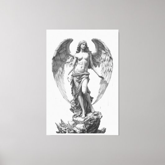 Guardian Angel: White Marble Sculpture Leinwanddruck (Vorderseite)