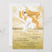 Guardian Angel Winged Unicorn Taufe Einladung (Vorderseite)