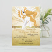 Guardian Angel Winged Unicorn Taufe Einladung (Stehend Vorderseite)