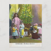 Guardian Angel with Children & Lit Tree Postkarte (Vorderseite)