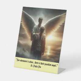 Guardian Angel With Man Pedestal Sign Sockelschild