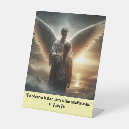 Guardian Angel With Man Pedestal Sign Sockelschild (Vorderseite)
