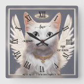 Guardian Cat Angel Fine Art Quadratische Wanduhr (Vorderseite)