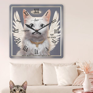 Guardian Cat Angel Fine Art Quadratische Wanduhr