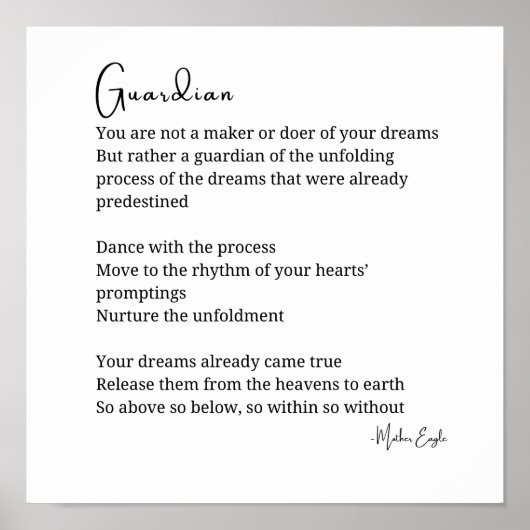 Guardian Comfort Ermutigung Gedicht Wand Kunst (Vorne)