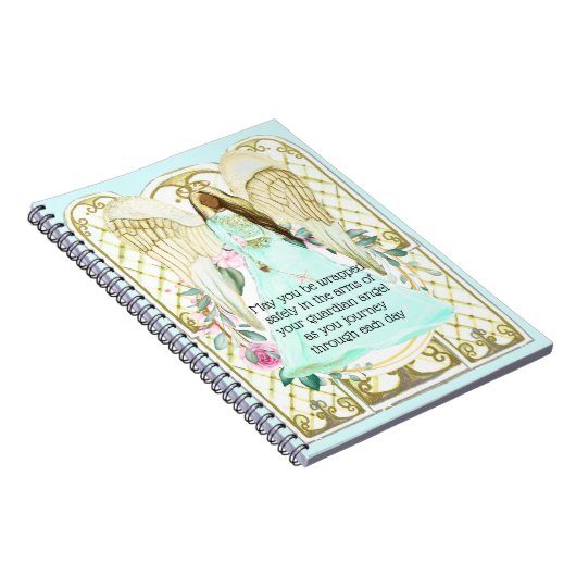 Guardian Engel blaues Kleid mit Blumengedicht Notizblock (Rechte Seite)