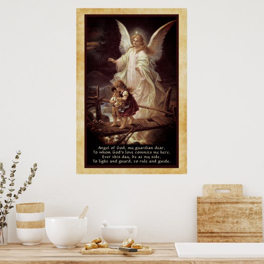 Guardian Engel, Kinder, Brücke und Gedicht Poster (Küche)