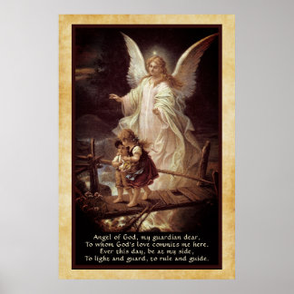 Guardian Engel, Kinder, Brücke und Gedicht Poster