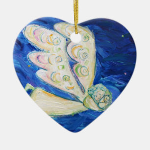 Guardian Engel mit Schlafen Säugling Geschenk Orna Keramikornament