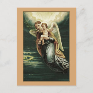Guardian Engel und der Baby Jesus Postcard Postkarte