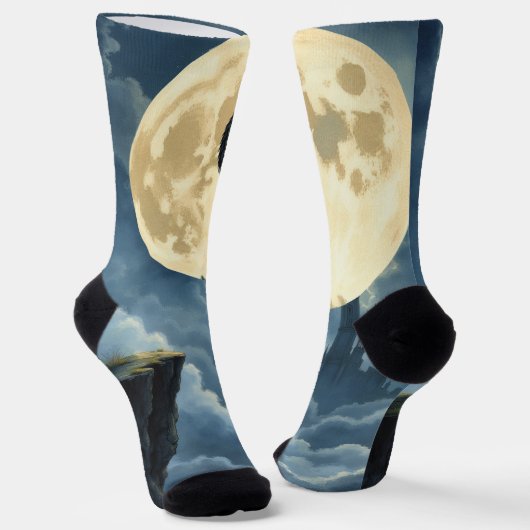 Guardian of the Moon – The Black Winged Wolf Socken (Gewinkelt)