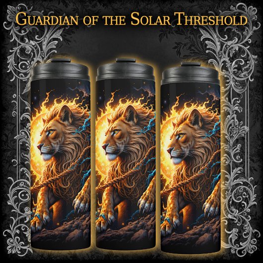Guardian of the Solar Threshold – Lion of Balance  Thermosbecher