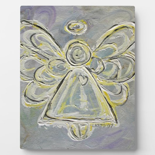 Guardian Silver White Angel Malerei Art Plaque Fotoplatte (Vorderseite)