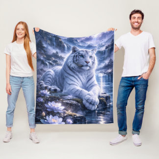 Guardian White Tiger – Silent Strength and Gentle  Fleecedecke