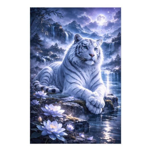 Guardian White Tiger – Silent Strength and Gentle  Fotodruck (Vorne)