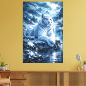 Guardian White Tiger – Silent Strength and Gentle  Leinwanddruck (Insitu (Wohnzimmer))