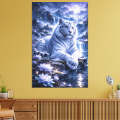 Guardian White Tiger – Silent Strength and Gentle Leinwanddruck (Insitu (Wohnzimmer))