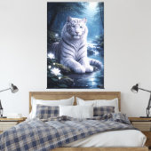 Guardian White Tiger – Silent Strength and Gentle  Leinwanddruck (Insitu (Schlafzimmer))