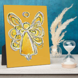 Guardian Yellow Angel Painting Art Gift Plaque Fotoplatte
