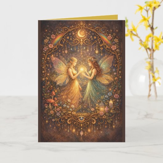 Guardians of the forest: Mystical Fairies Karte (Gelbe Blume)
