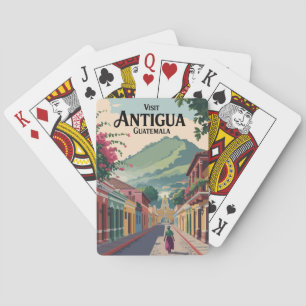 Guatemala Antigua Illustration Reise Kunst Vintage Spielkarten