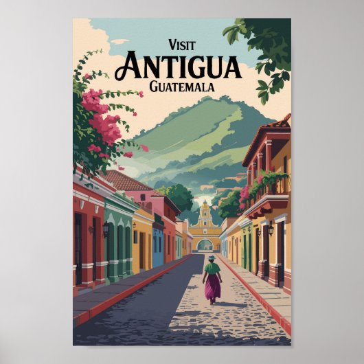 Guatemala Antigua Illustration Reisen Vintag Poster (Vorne)