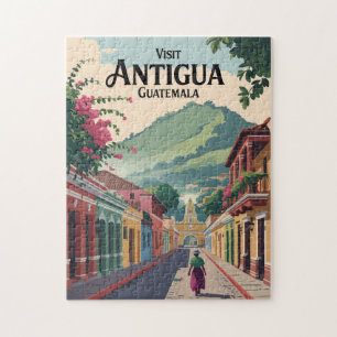 Guatemala Antigua Illustration Reisen Vintag Puzzle