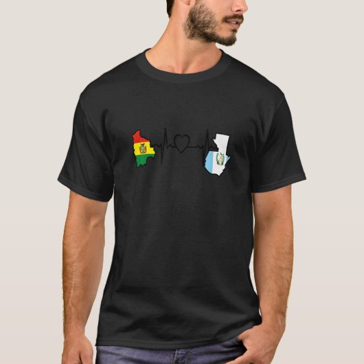 Guatemala Bolivia Flag Guatemalan Bolivia Heartbea T-Shirt (Vorderseite)