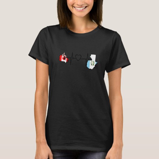 Guatemala Canada Flag Guatemalan Canadian Heartbea T-Shirt (Vorderseite)