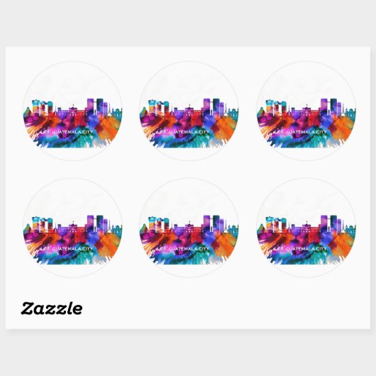 Guatemala City Skyline Runder Aufkleber (Blatt)