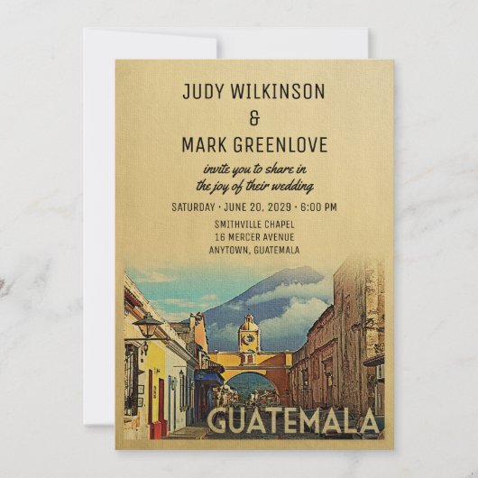 Guatemala Einladung zur Hochzeit Vintag Mitte des (Vorderseite)