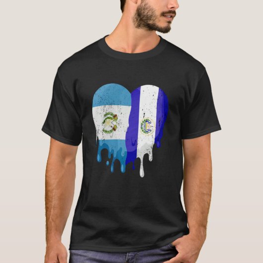 Guatemala El Salvador Flag Heart Grown Patriot Cou T-Shirt (Vorderseite)
