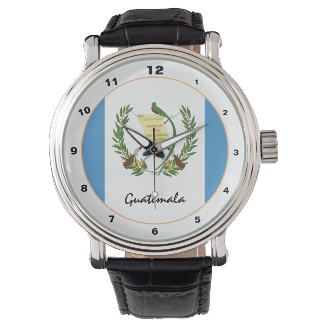 Guatemala Flag & Guatemala Mode / Design Armbanduhr (Vorderseite)