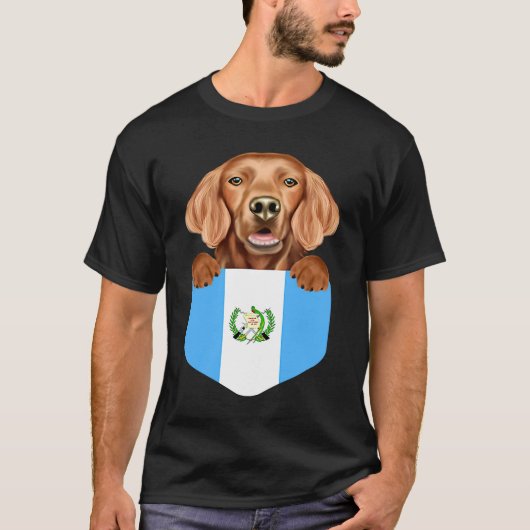 Guatemala Flag Irish Setter Dog In Pocket T-Shirt (Vorderseite)