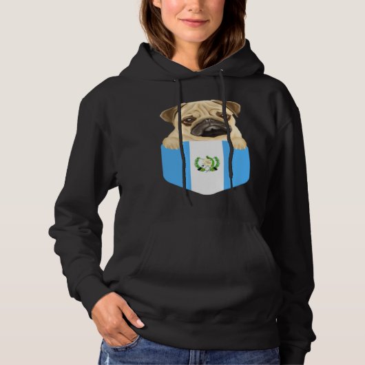 Guatemala Flag Pug Dog In Pocket Hoodie (Vorderseite)
