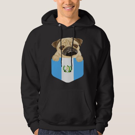 Guatemala Flag Pug Dog In Pocket Hoodie (Vorderseite)