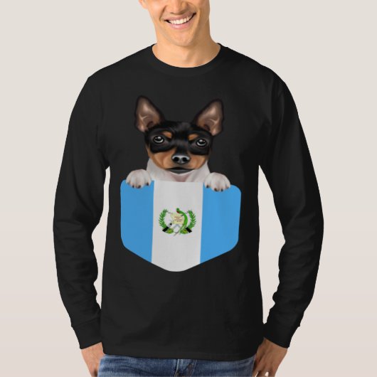 Guatemala Flag Toy Fox Terrier Dog In Pocket T-Shirt (Vorderseite)