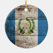 Guatemala-Flagge auf altem hölzernem Korn Keramik Ornament (Hinten)