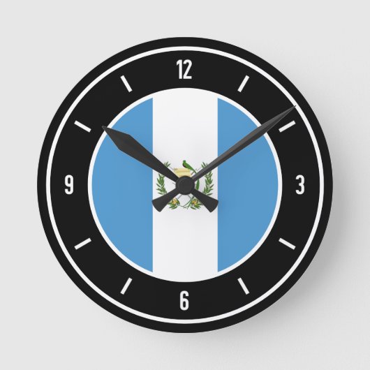 Guatemala-Flaggenelegante Runde Wanduhr (Vorderseite)